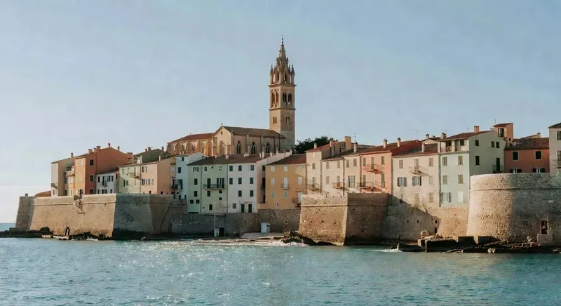 Walking tour group exploring the medieval Aragonese towers and cobblestone streets of Alghero's historic center on a sardinia walking tour along the Mediterranean coast