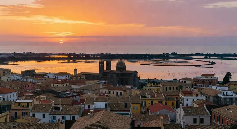 Panoramic view of Cagliari's harbour and Mediterranean coastline from Monte Urpinu viewpoint during a comprehensive guided sardinia walking and sightseeing tour of the Sardinian capital